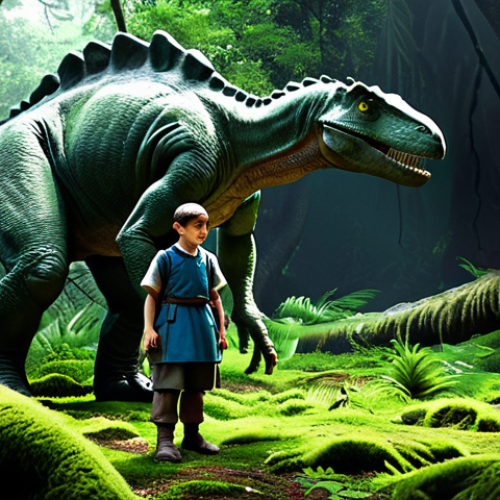 Home 4 A determined young dinosaur-human hybrid character, fully clothed in a practical, modest training uniform. They stand firmly in a lush, prehistoric jungle clearing, with ancient, moss-covered trees and subtle, natural light filtering through the canopy. Their gaze is fixed on an unseen challenge, hands slightly clenched, embodying nascent strength and determination, with a subtle, safe glow around them indicating developing abilities. Perfect anatomy, correct proportions, natural pose, well-formed hands, proper finger count, natural body proportions, professional photography, cinematic lighting, high detail, vibrant colors, appropriate content, safe for work, family-friendly, modest clothing.